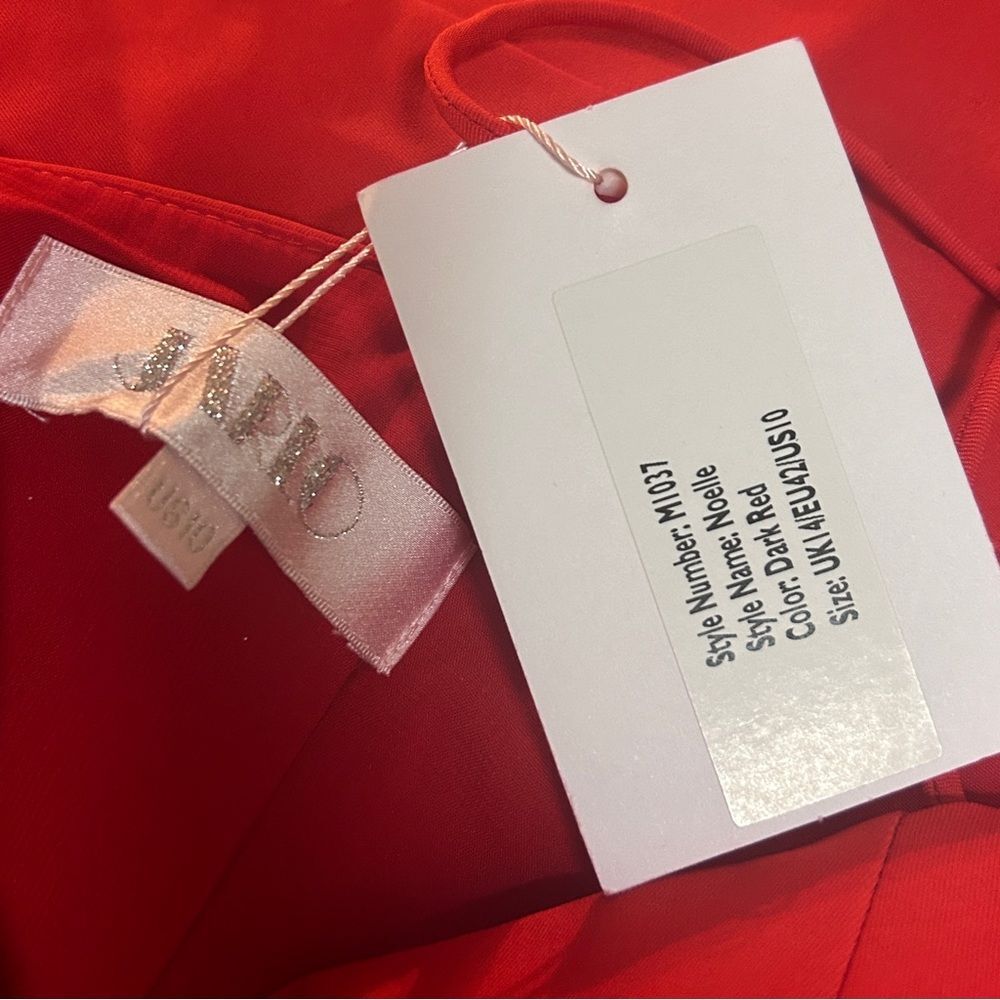 Jarlo Gown w/ Train High Low Fluted Formal Wedding Guest Prom Red Maxi Dress - Picture 14 of 15